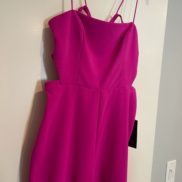 🆕Aidan Mattox caged back fuchsia jumpsuit Sz 4 - Picture 4 of 9